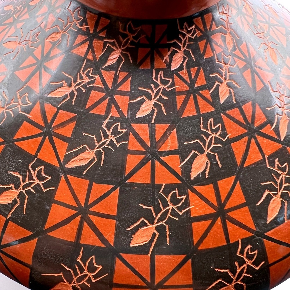 Yoly Ledezma Mata Ortiz Seed Jar 5in Red Black Good Polychrome Ant Pottery - Picture 2 of 8